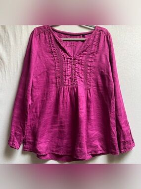 M&S Collection Women's pure linen Long-Sleeve Peasant Top Sz 10